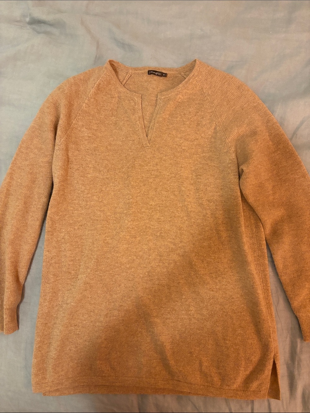 J. McLaughlin Camel Scoop Neck Knit Sweater - 100% Cashmere
